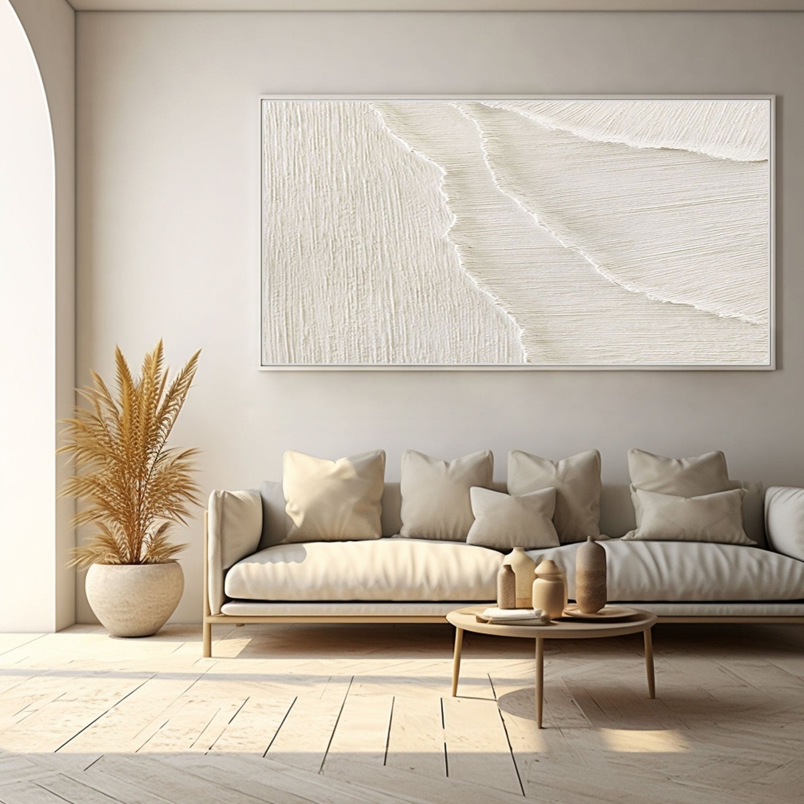 Minimalist Textured White Abstract Art | Modern 3D Wall Painting #TC 182