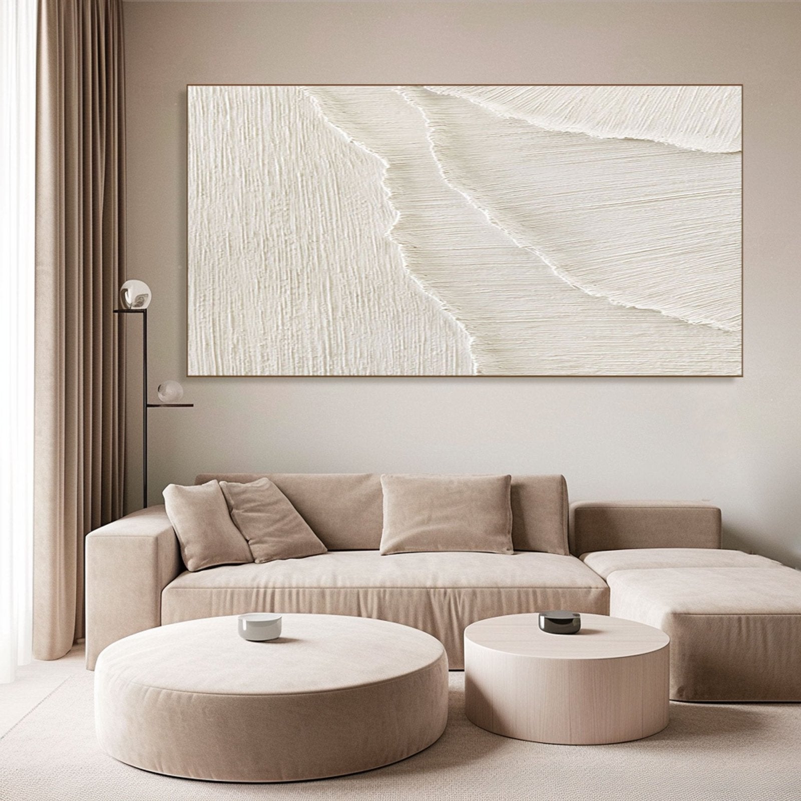 Minimalist Textured White Abstract Art | Modern 3D Wall Painting