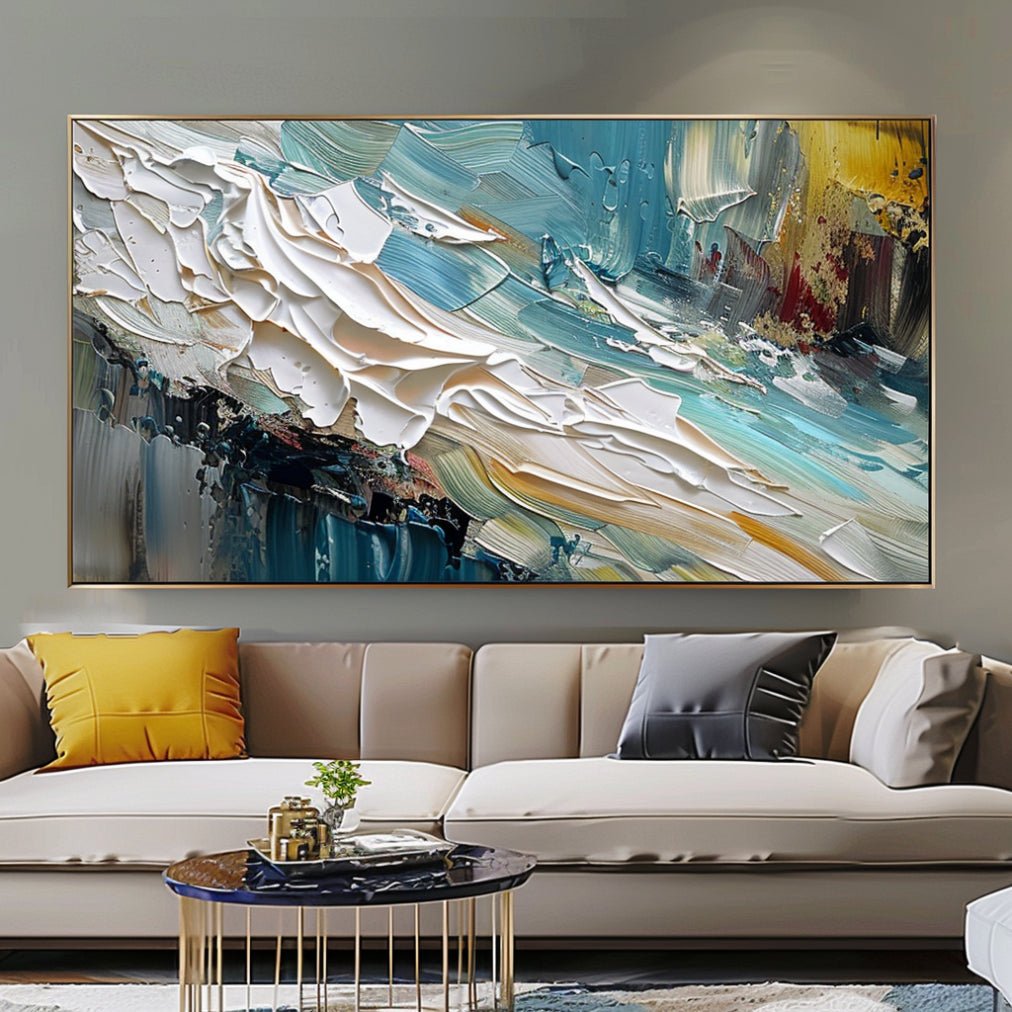 Abstract Ocean Waves Oil Painting|Textured Seascape Impasto Artwork #TC 188