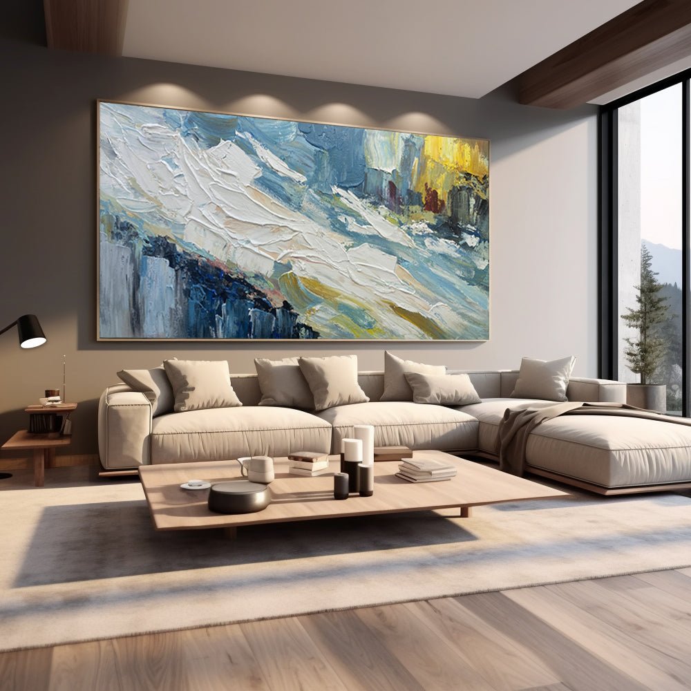 Abstract Ocean Waves Oil Painting|Textured Seascape Impasto Artwork #TC 188