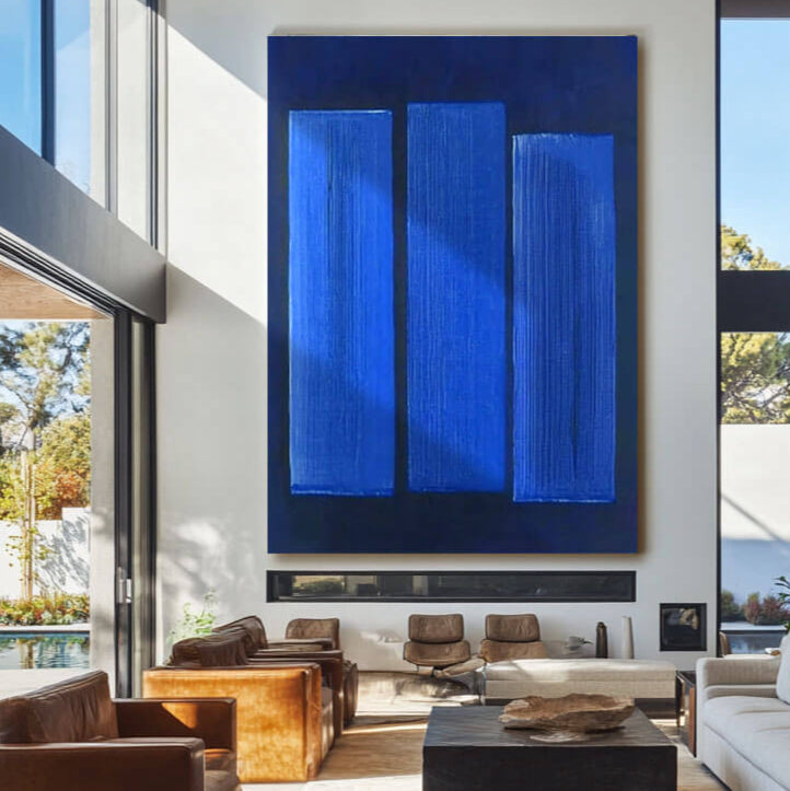 Modern Abstract Art for Office | Large Blue Corporate Wall Decor