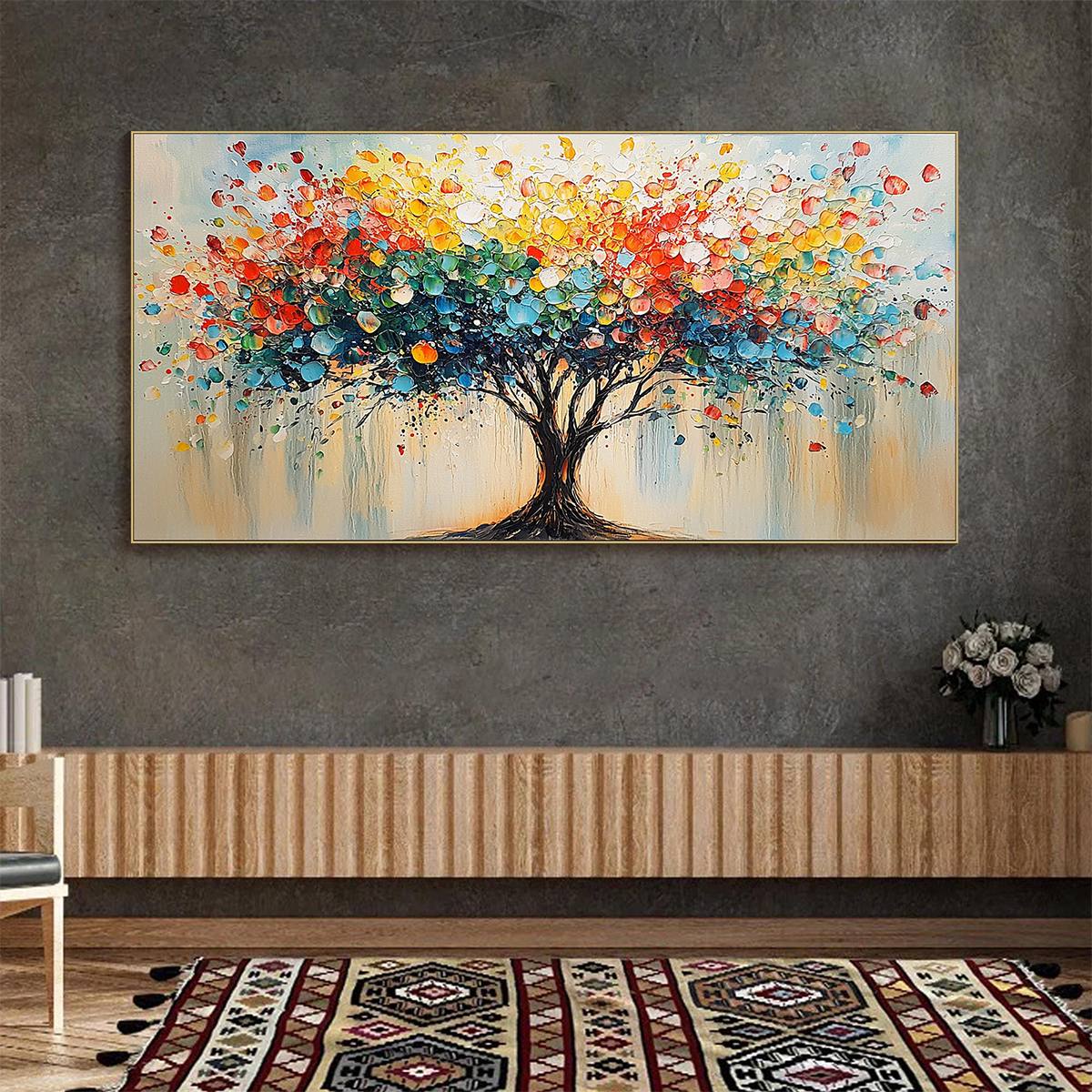  Colorful Tree of Life Canvas Wall Art | Abstract Nature Print