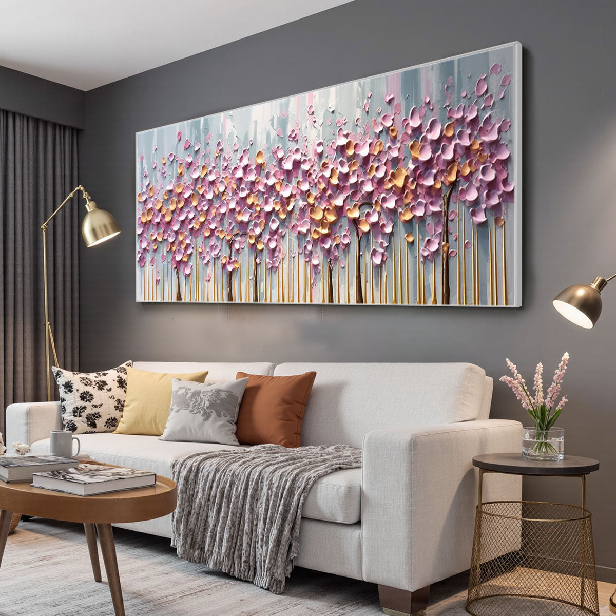 3D Textured Impasto Floral Tree Art | Palette Knife Painting #AA 388