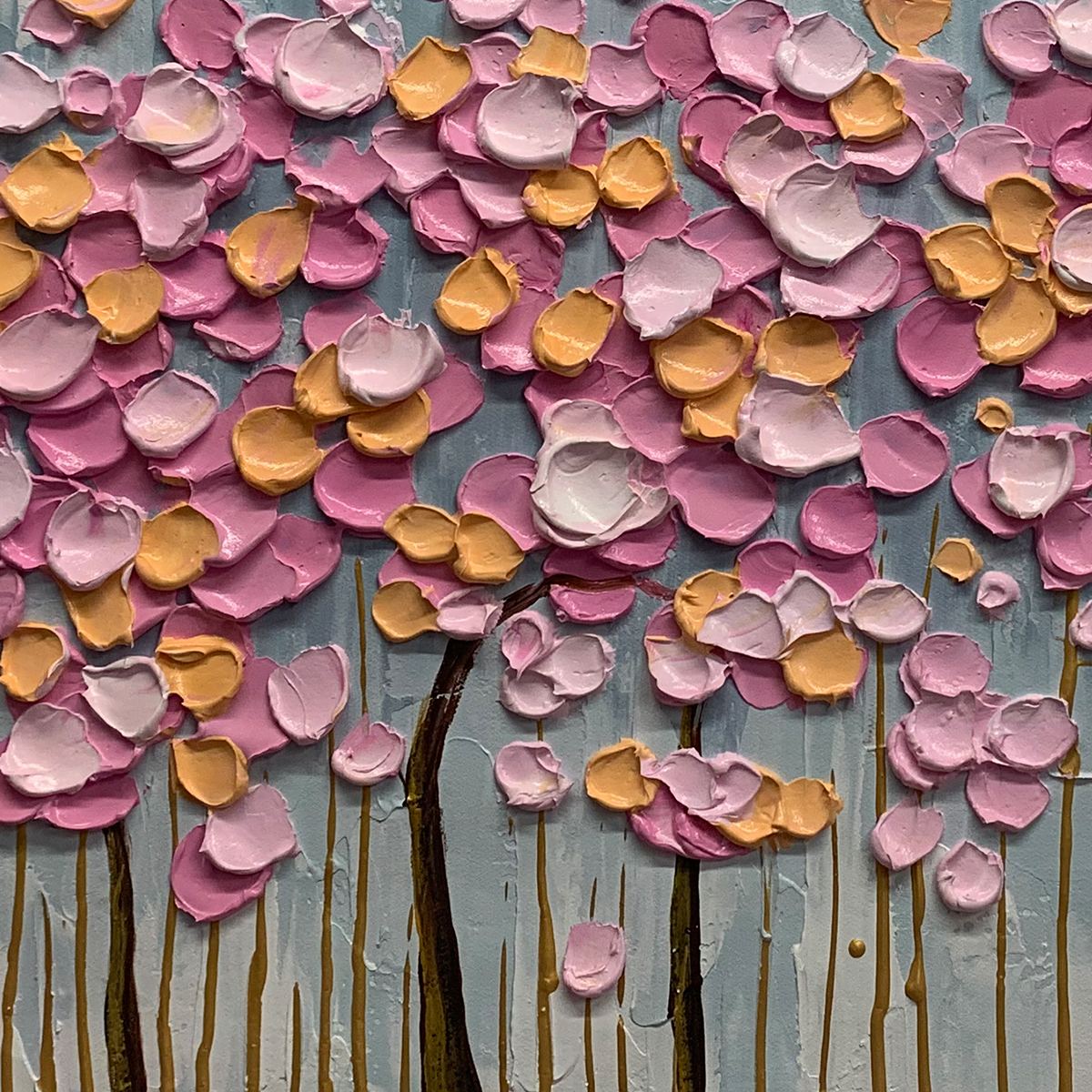 3D Textured Impasto Floral Tree Art | Palette Knife Painting #AA 388