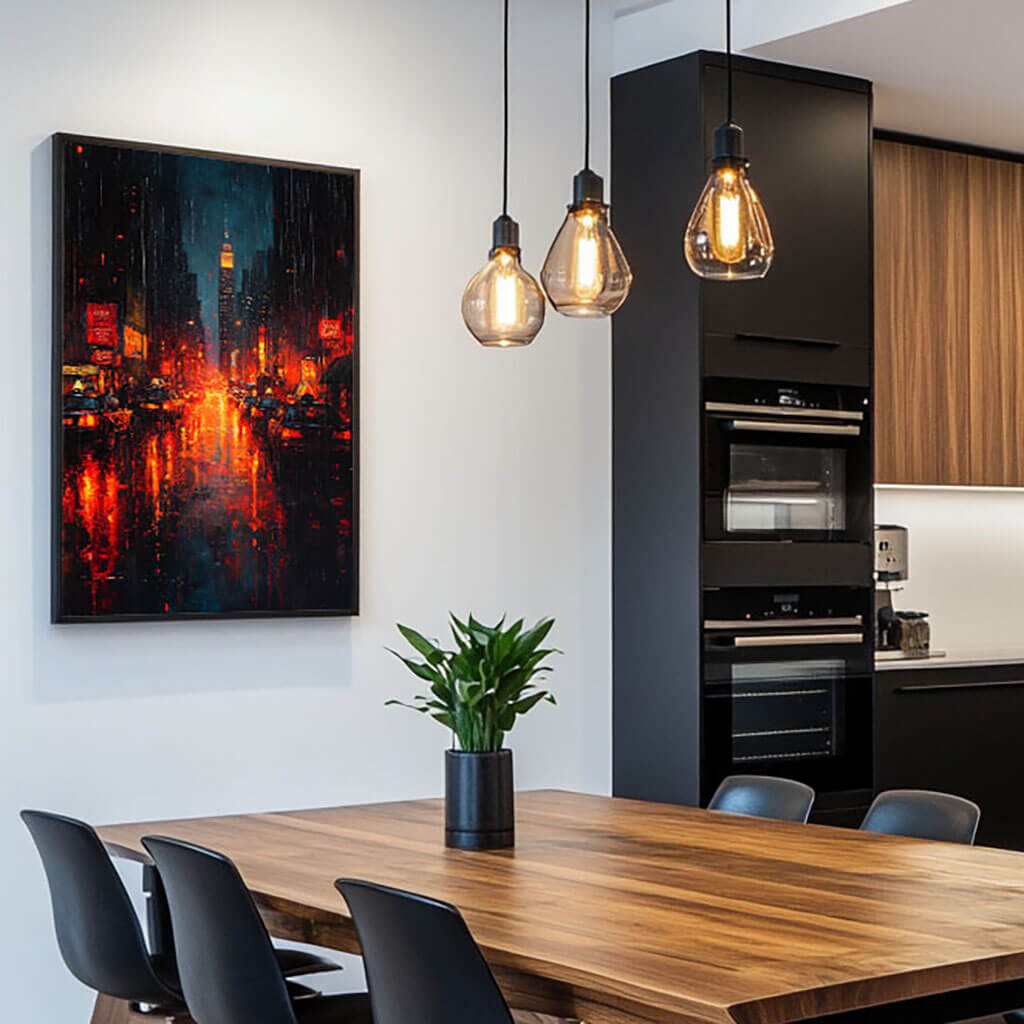 Rainy New York City Night Canvas Art | Vertical Urban Landscape #AA 345