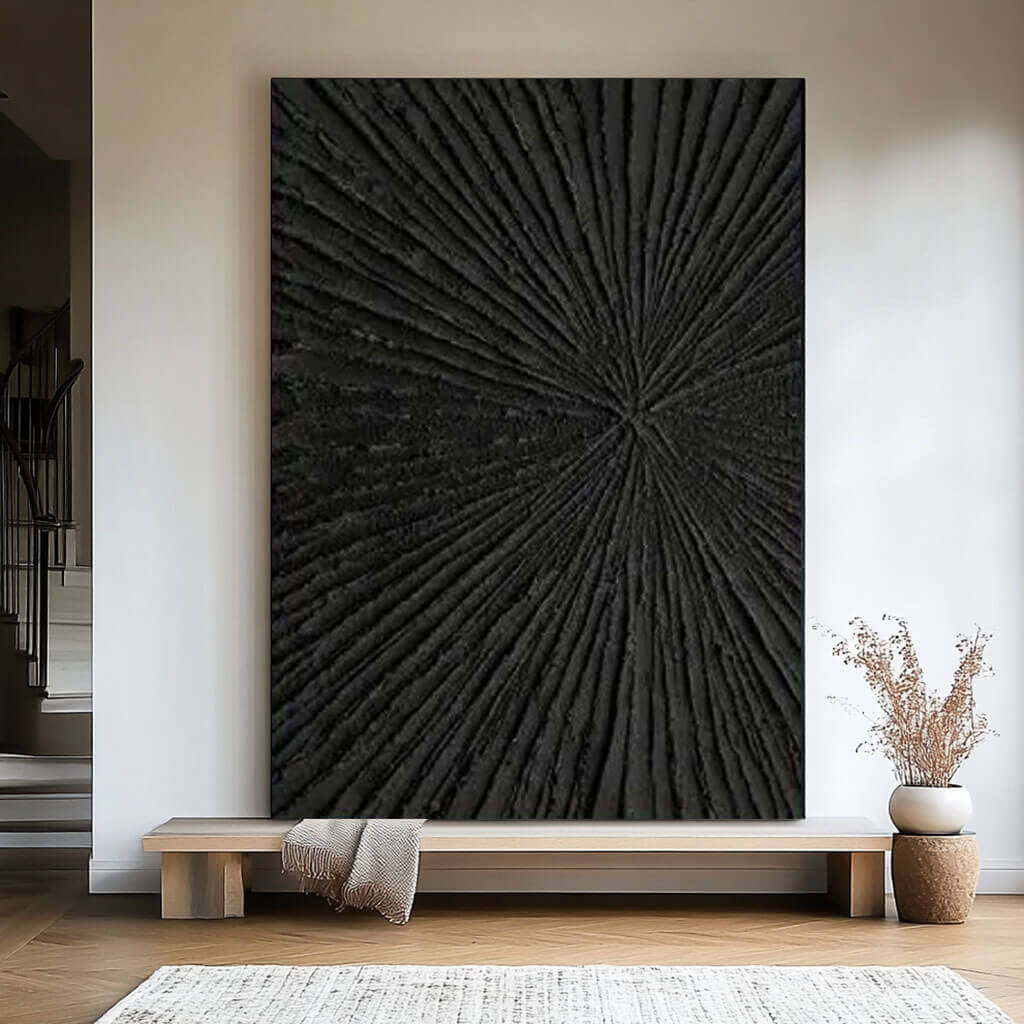  Wabi-sabi Style Black Wall Decor | Minimalist Textured Art