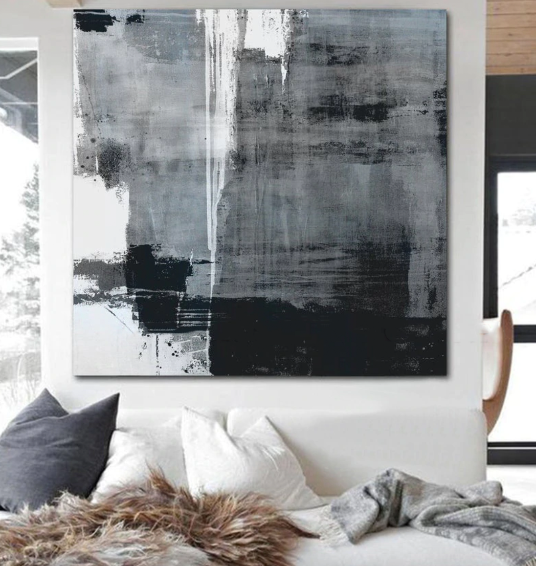 Handmade Industrial Abstract | Textured Black & White Wall Art