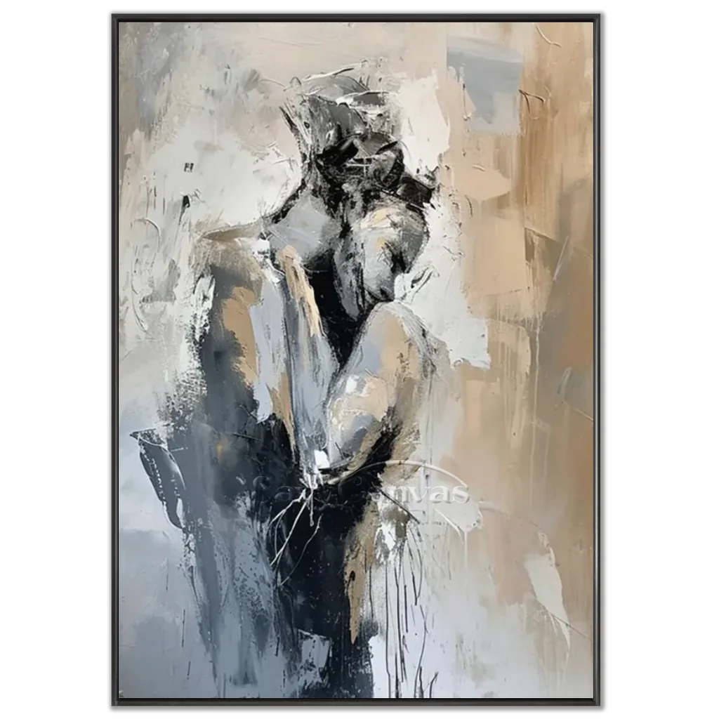 Romantic Abstract Painting | Oversized Vertical Canvas Art Couple Decor #ZZ 191