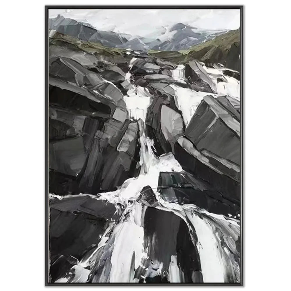Modern Landscape Oil Painting, Rushing Waterfall #TB 028