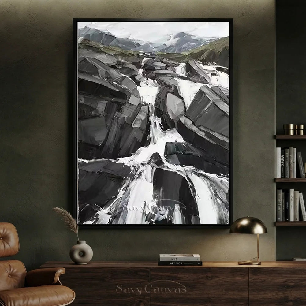 Modern Landscape Oil Painting, Rushing Waterfall #TB 028