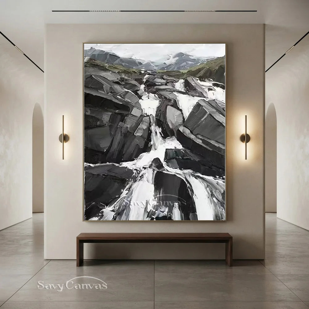 Modern Landscape Oil Painting, Rushing Waterfall #TB 028