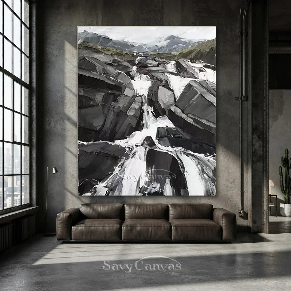 Modern Landscape Oil Painting, Rushing Waterfall #TB 028