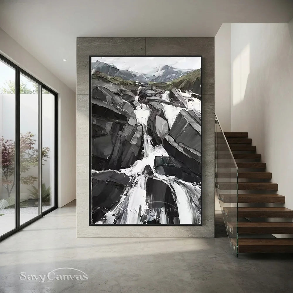 Modern Landscape Oil Painting, Rushing Waterfall #TB 028