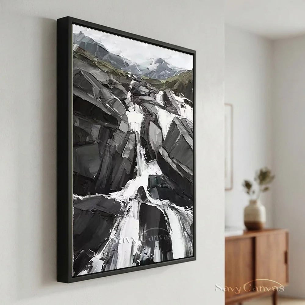 Modern Landscape Oil Painting, Rushing Waterfall #TB 028