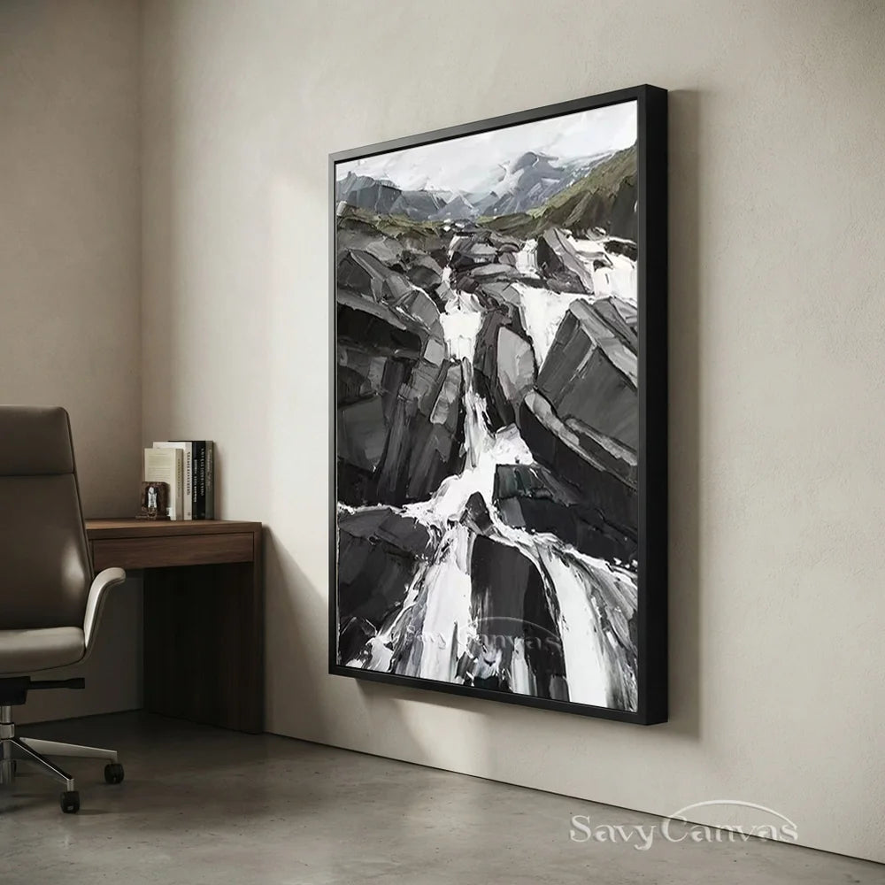 Modern Landscape Oil Painting, Rushing Waterfall #TB 028