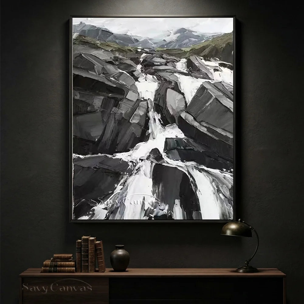 Modern Landscape Oil Painting, Rushing Waterfall #TB 028
