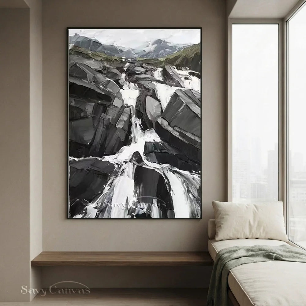 Modern Landscape Oil Painting, Rushing Waterfall #TB 028