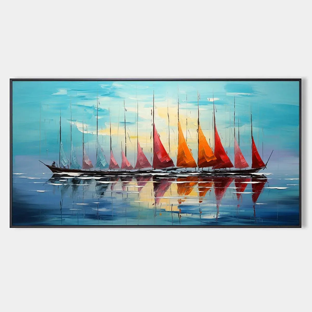 Sailboat Reflection Painting | Colorful Sunset Seascape #AA 136