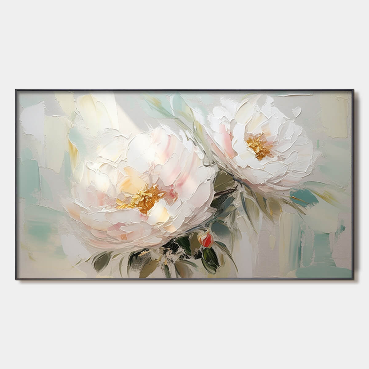 Textured 3D White Peony Painting | Impasto Floral Wall Art #AA 138