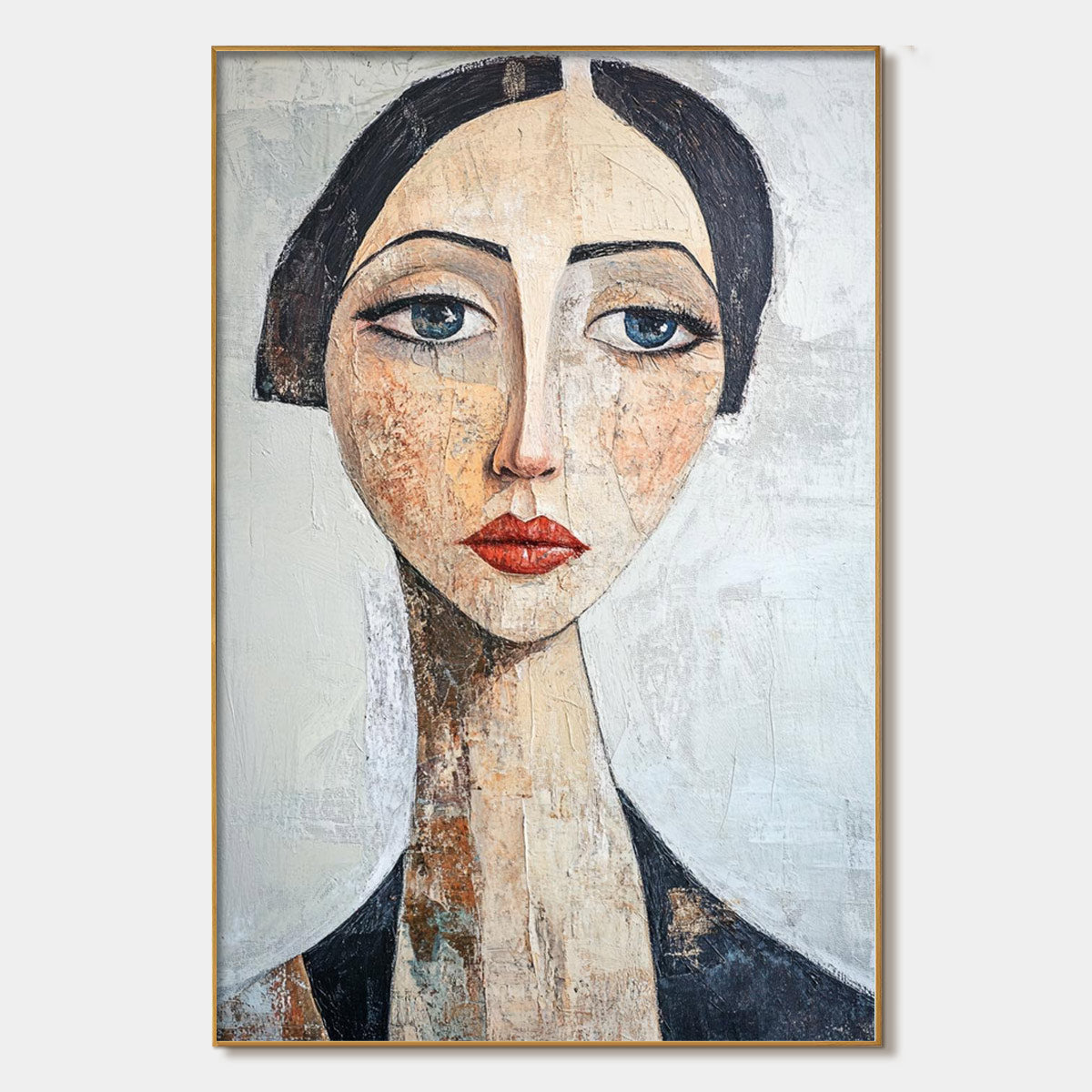 Modigliani Style Portrait | Elongated Woman Wall Art #AA 117
