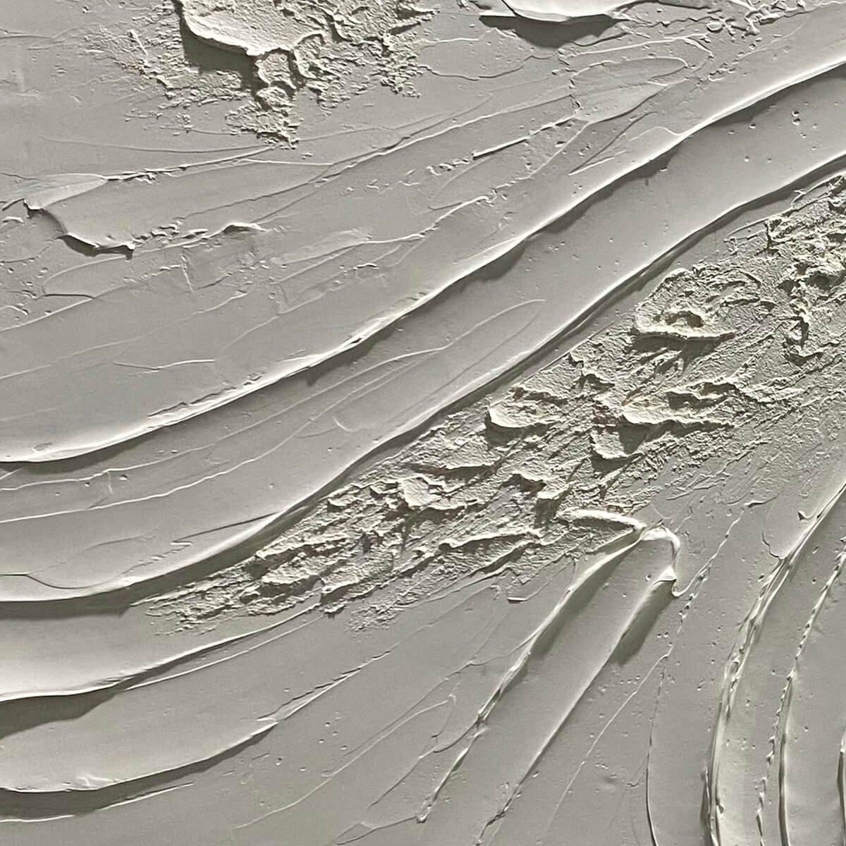 3D Textured White Abstract Wall Art | Plaster Effect Canvas #AA 355