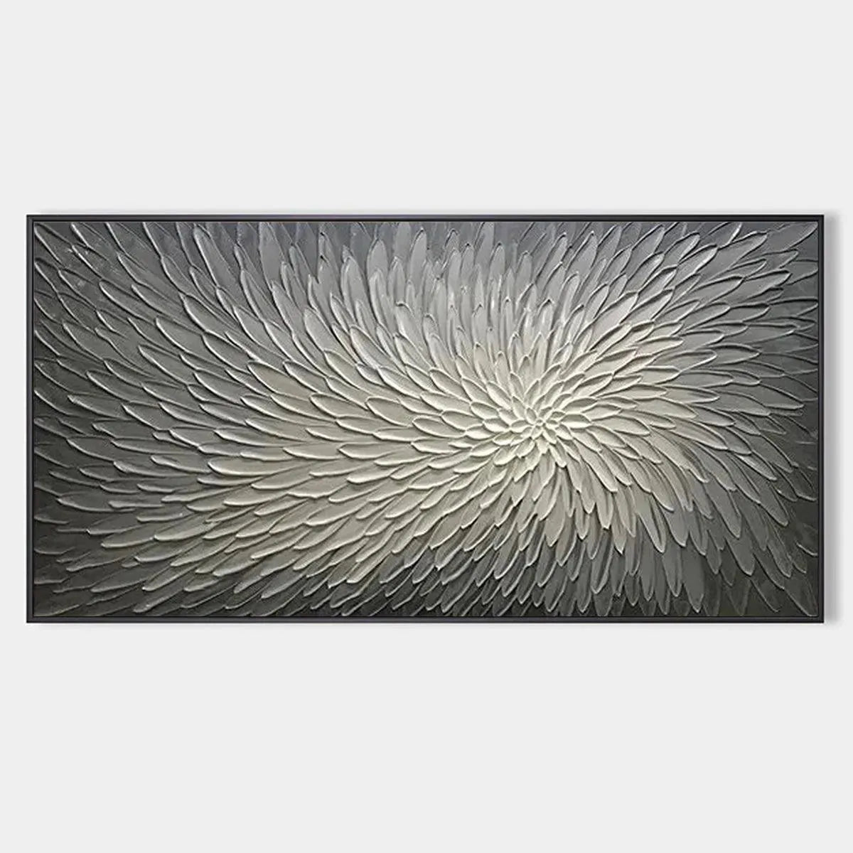 Textured 3D Abstract Flower | Grey & White Wall Art #AA 142