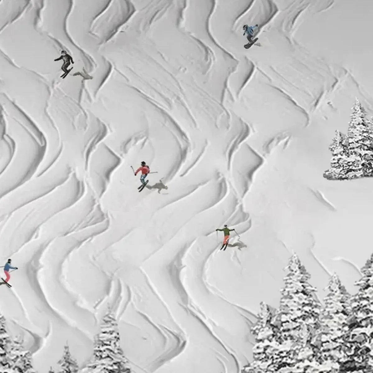 Ski Lodge Wall Art | Large Textured Winter Painting #AA 234