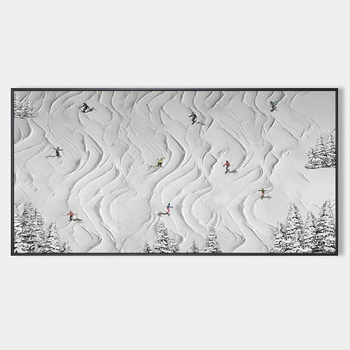 Ski Lodge Wall Art | Large Textured Winter Painting #AA 234