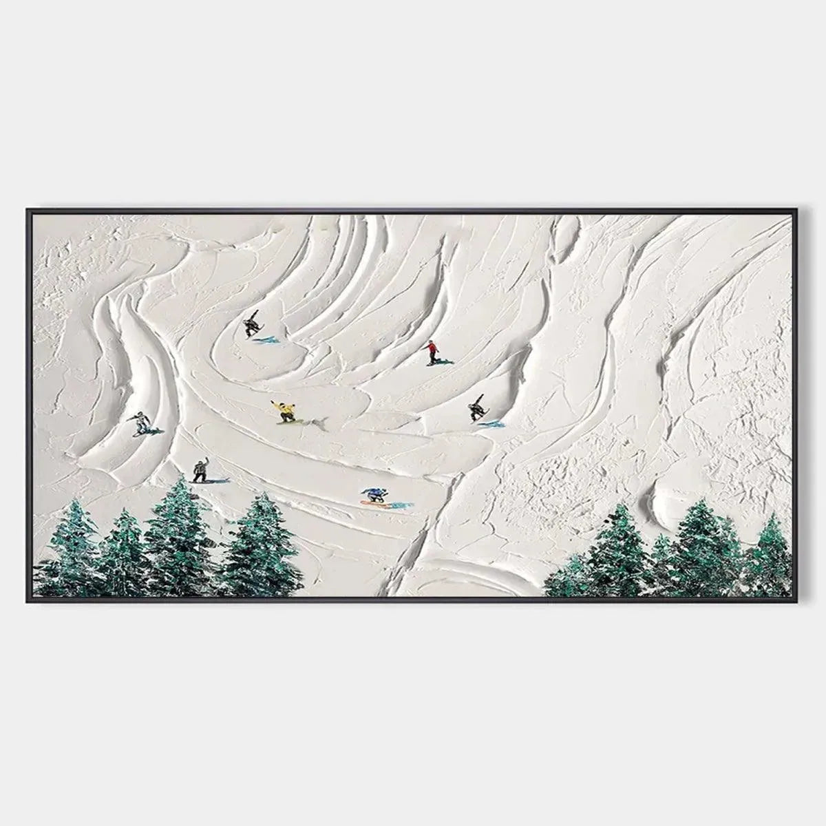 Serene Winter Ski Scene | Snowy Mountain & Forest Art #AA 235