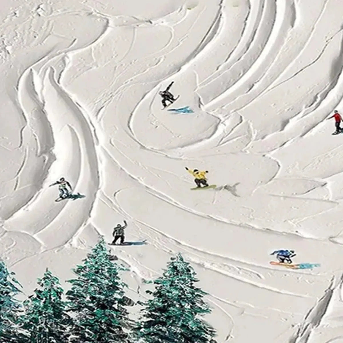 Serene Winter Ski Scene | Snowy Mountain & Forest Art #AA 235