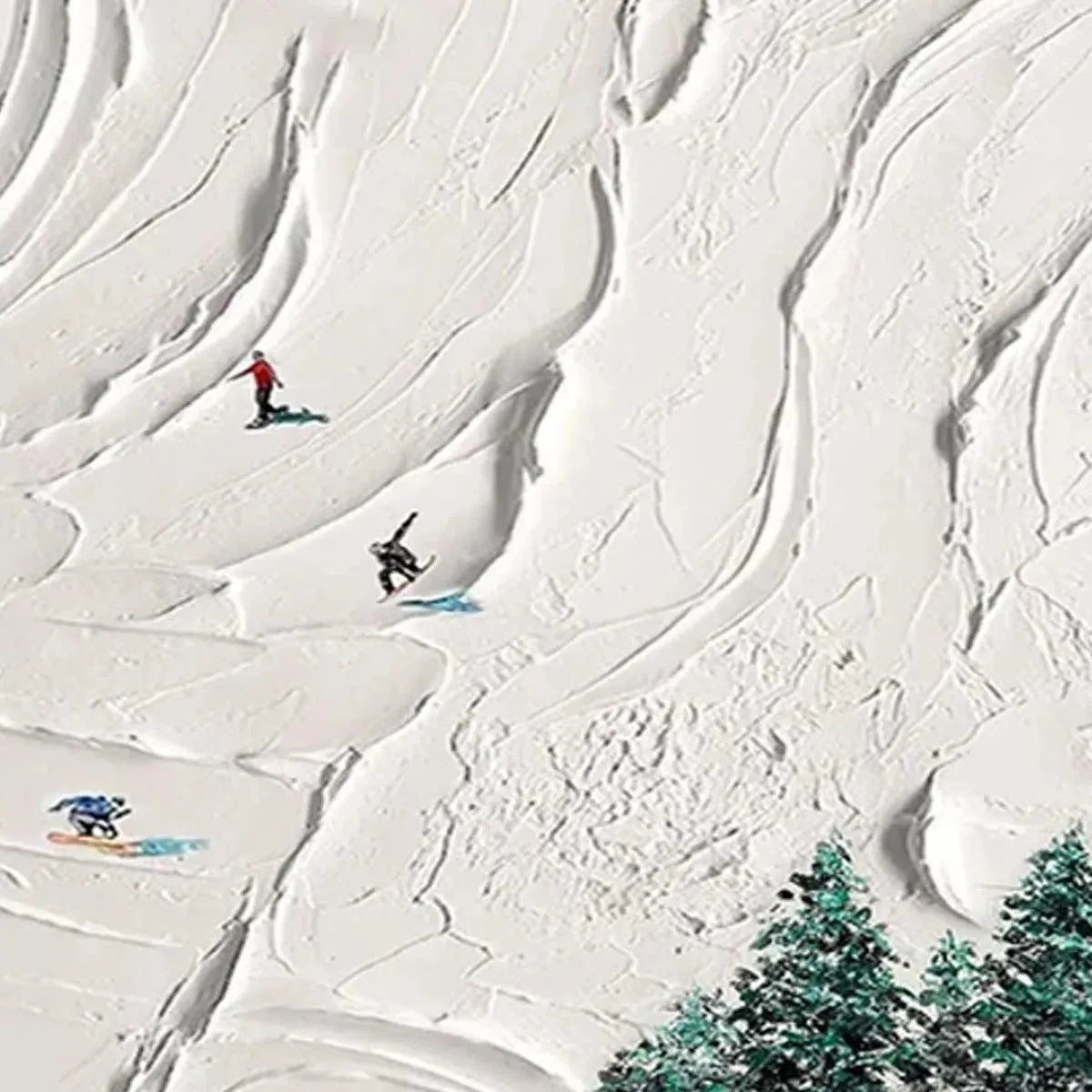 Serene Winter Ski Scene | Snowy Mountain & Forest Art #AA 235