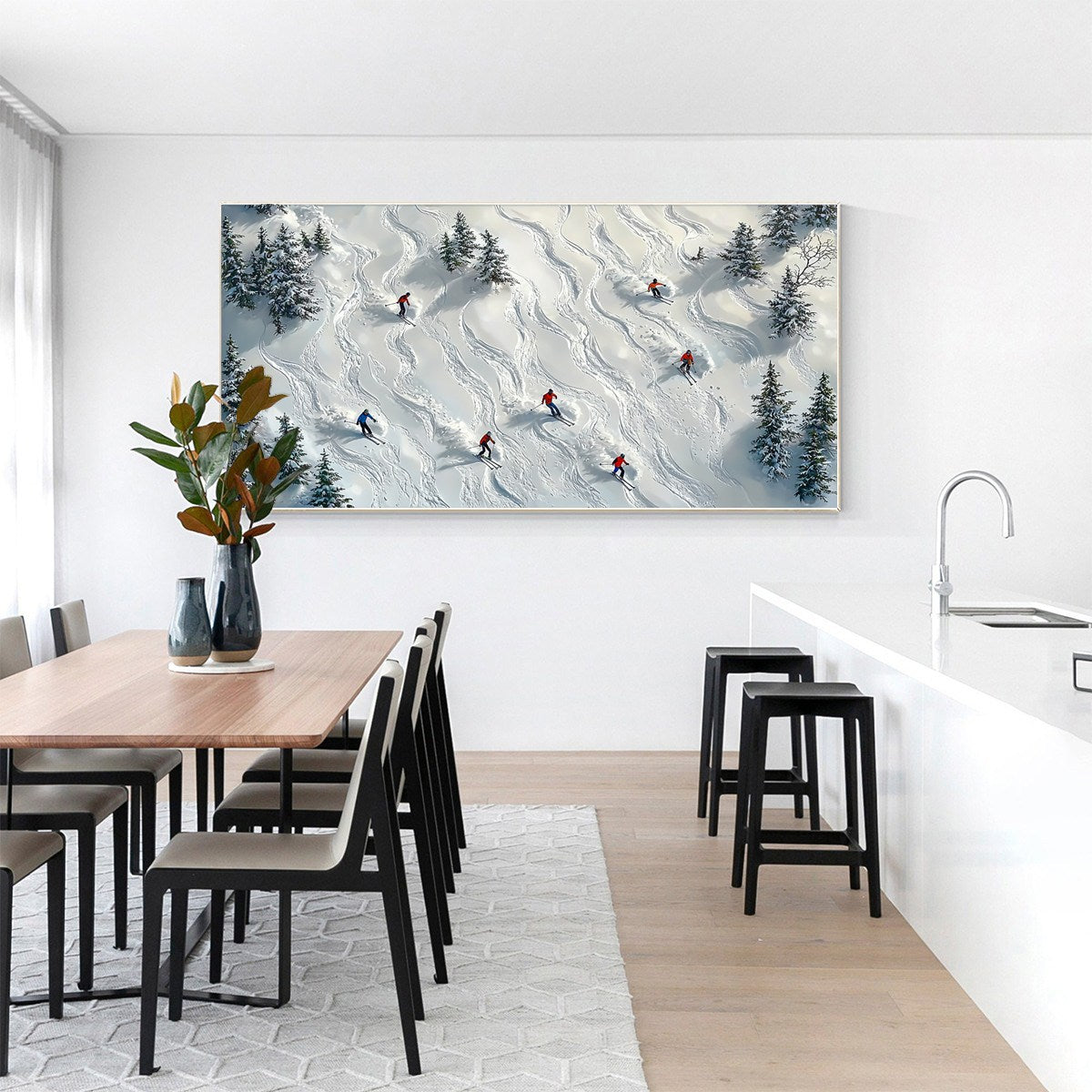 Textured 3D Ski Painting | Realistic Winter Sports Art #AA 232