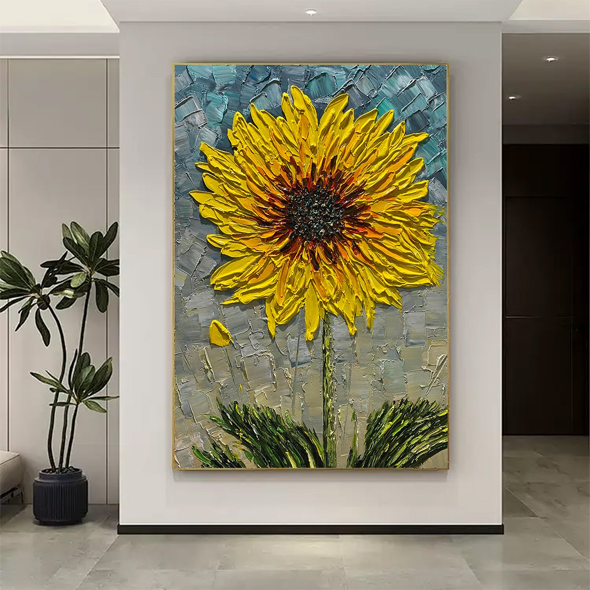 Modern Impressionist Sunflower Art | Yellow Floral Painting