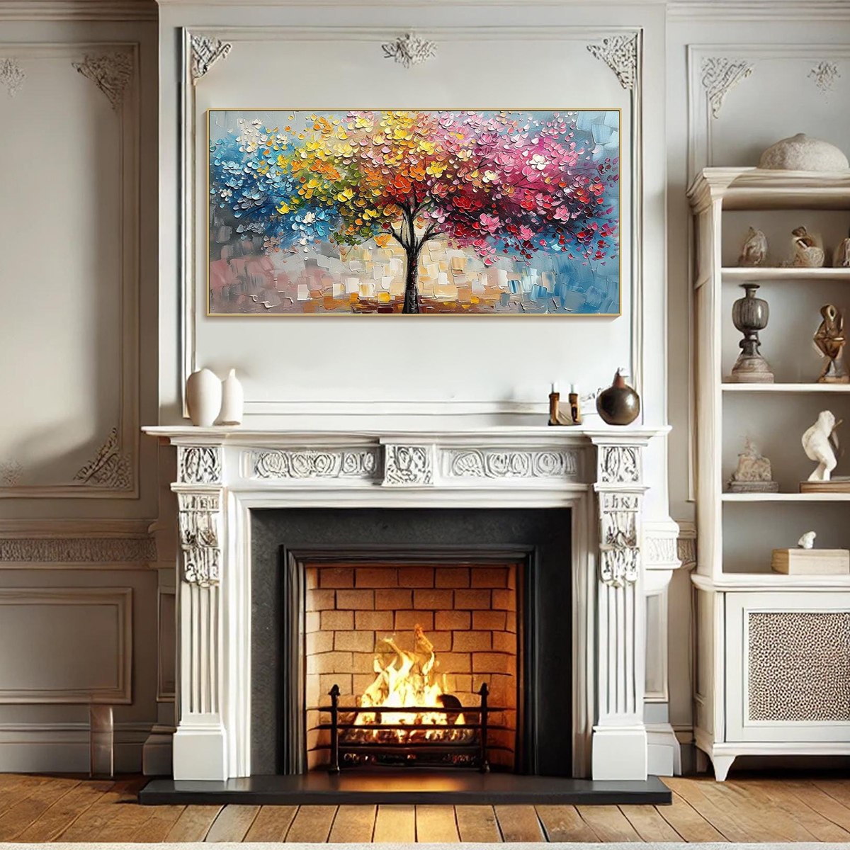 Colorful Tree of Life Canvas Wall Art | Vibrant Rainbow Tree Print #AA 395