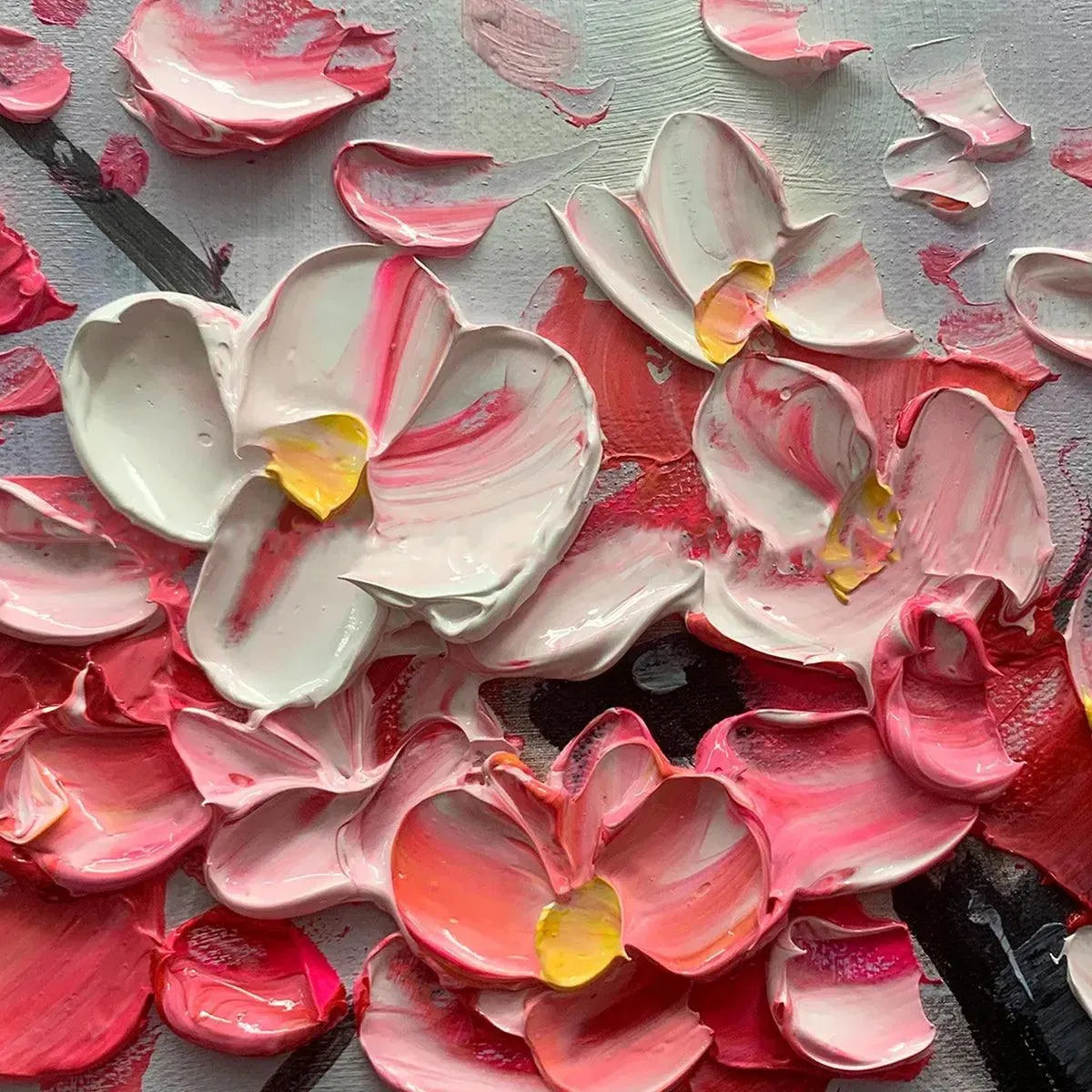 Textured 3D Cherry Blossom Art | Pink Impasto Flower Painting #AA 165