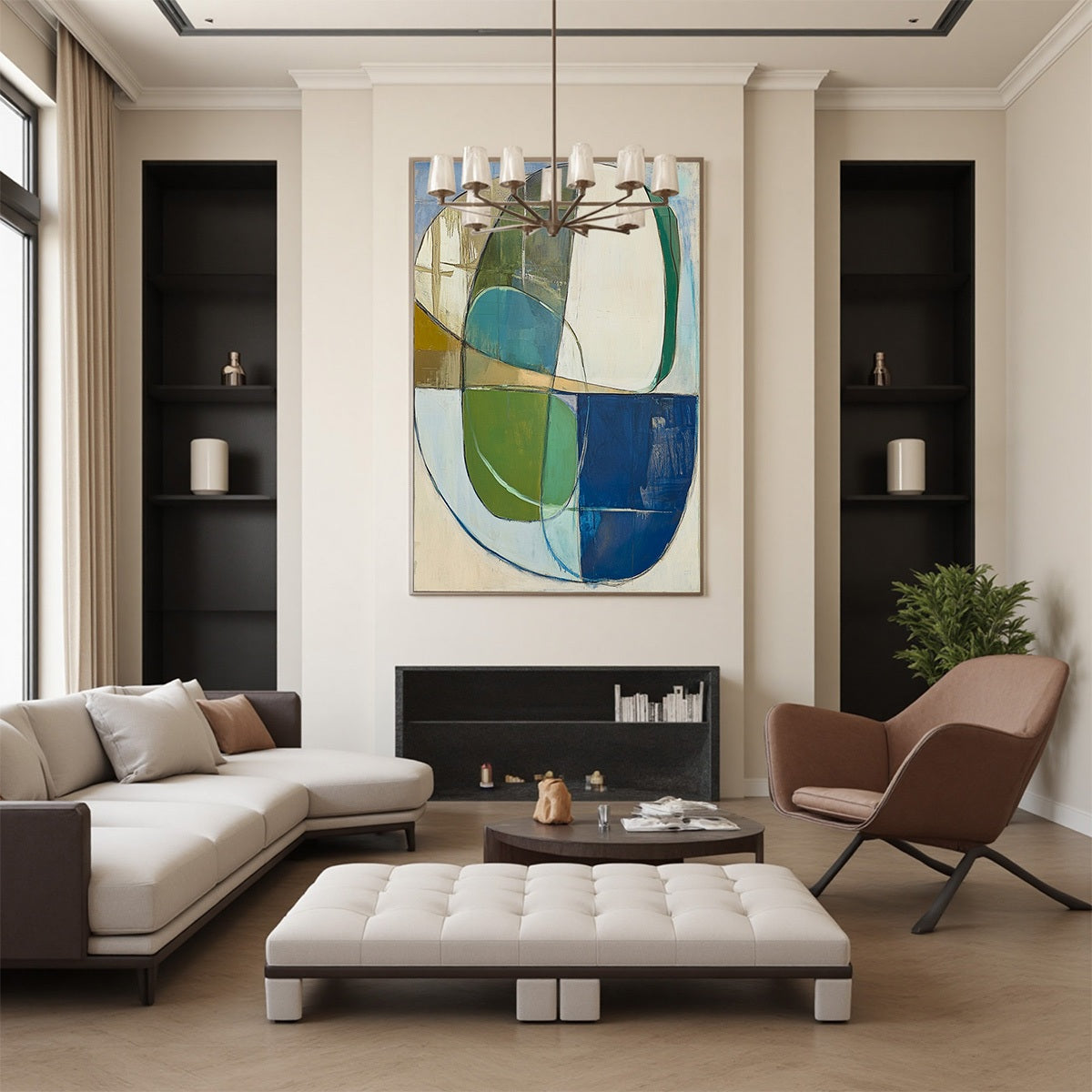 Mid-Century Modern Inspired Art | Large Abstract Painting #AA 094