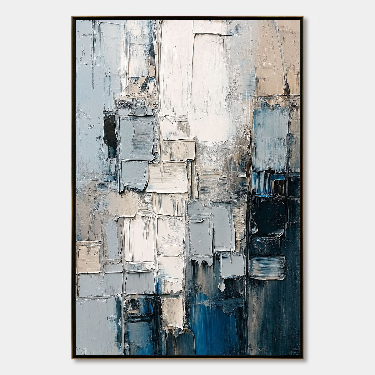 Textured Blue and White Abstract Art | Modern Wall Decor #AA 095