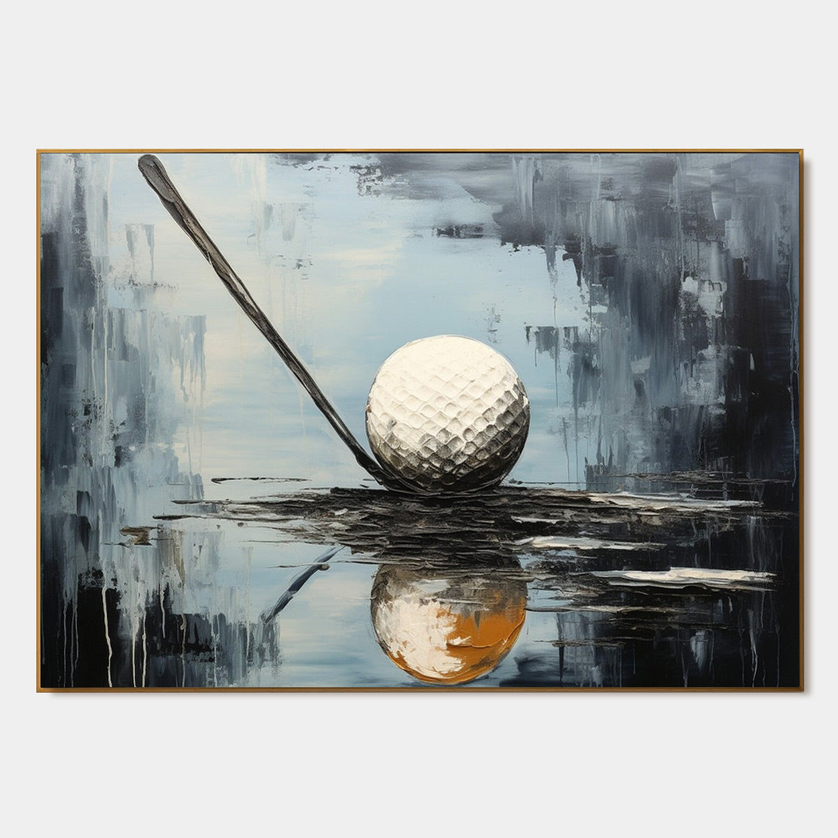 Textured Golf Ball & Club Art | Impasto Sports Painting #AA 236