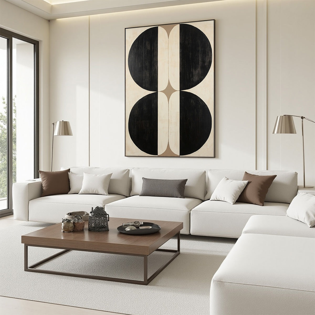 Sophisticated Abstract Painting | Elegant Black & Beige Art #AA 096