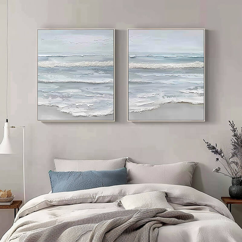 Textured 3D Seascape Diptych | Set of 2 Ocean Wall Art #AA 068