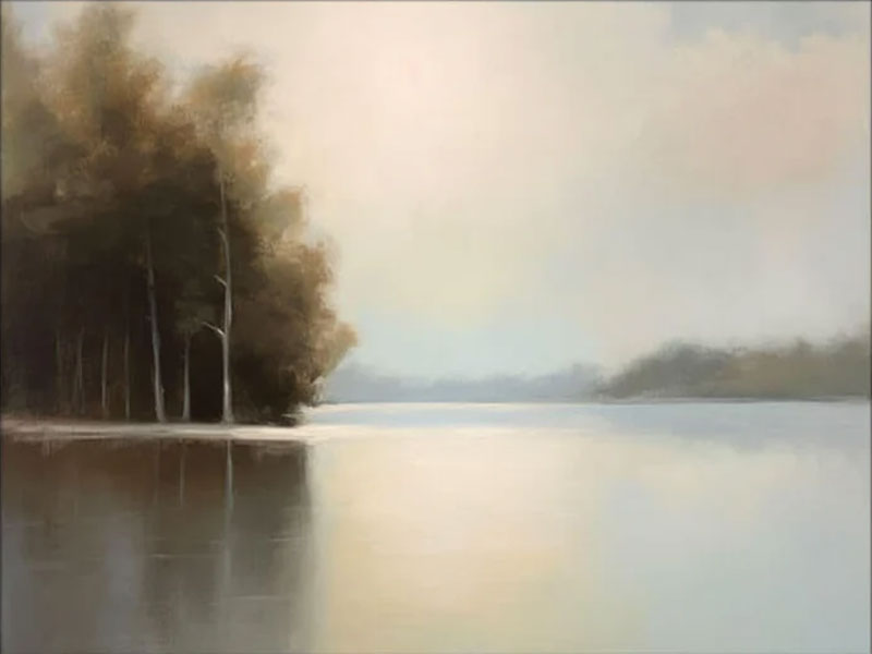 Serene Lake Landscape Painting | Peaceful Wall Art for Home #AA 013
