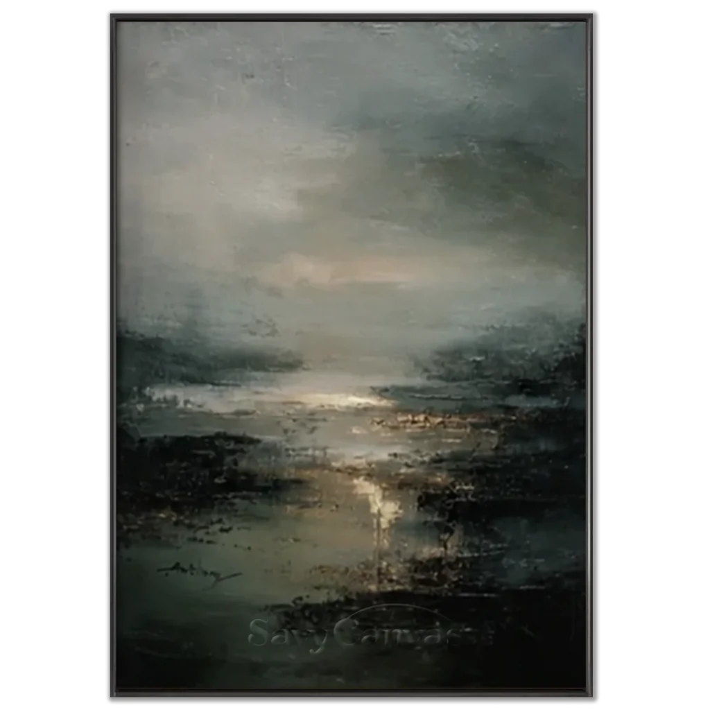 Handmade Dark Coastal Abstract Landscape Oil Painting #ZC 59