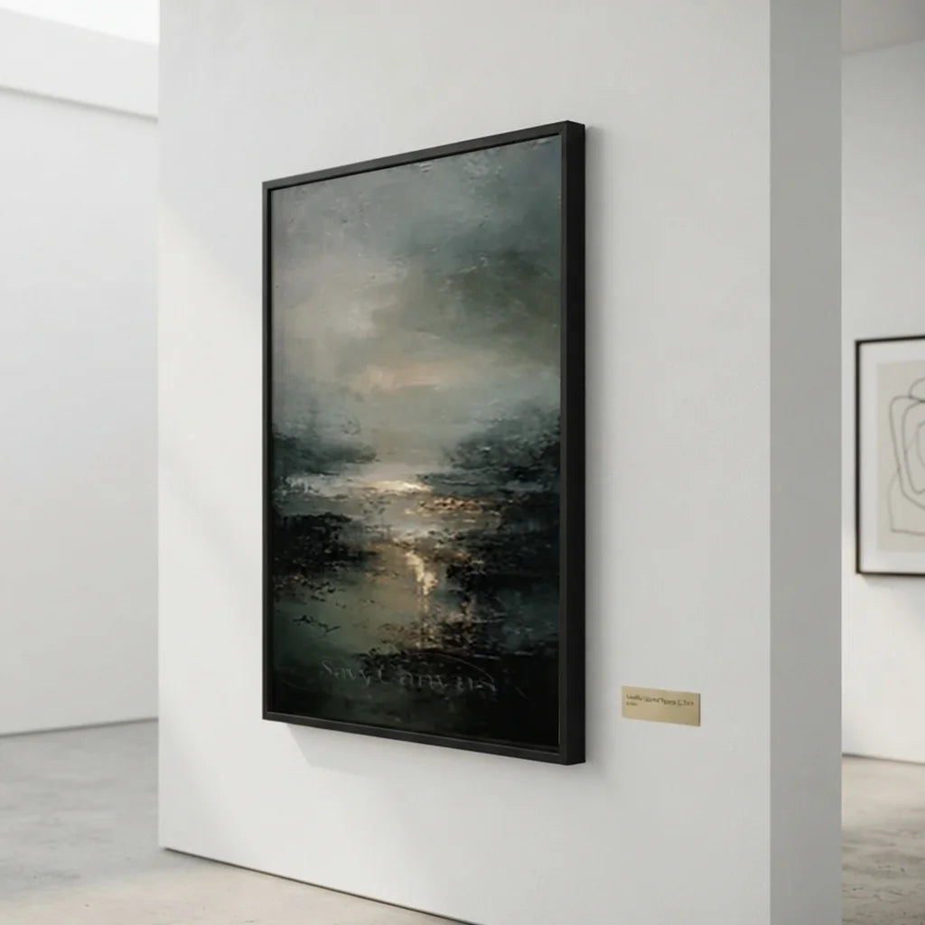 Handmade Dark Coastal Abstract Landscape Oil Painting #ZC 59