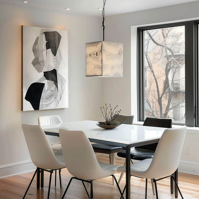 Black and White Abstract Canvas Wall Art | Modern Vertical Print #AA 346