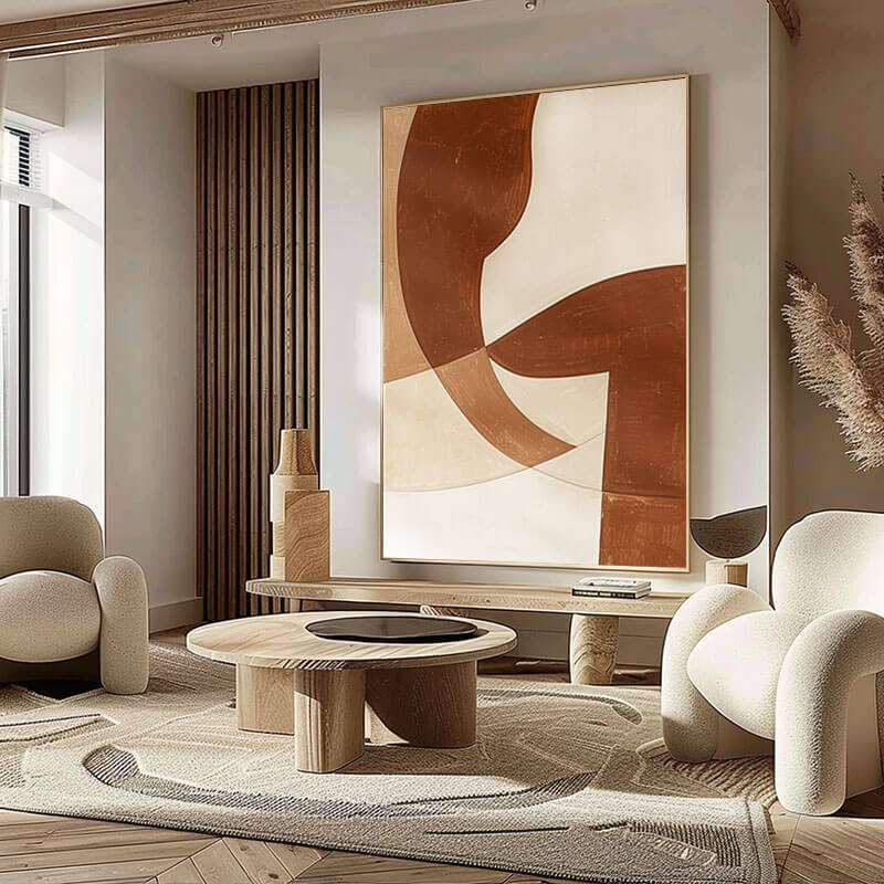 Rust and Beige Abstract Canvas Art | Warm Earth Tone Wall Decor #AA 397