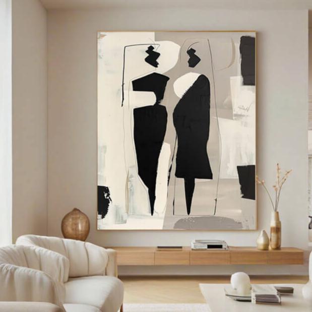 Neutral Black and Cream Wall Decor | Minimalist Abstract Art