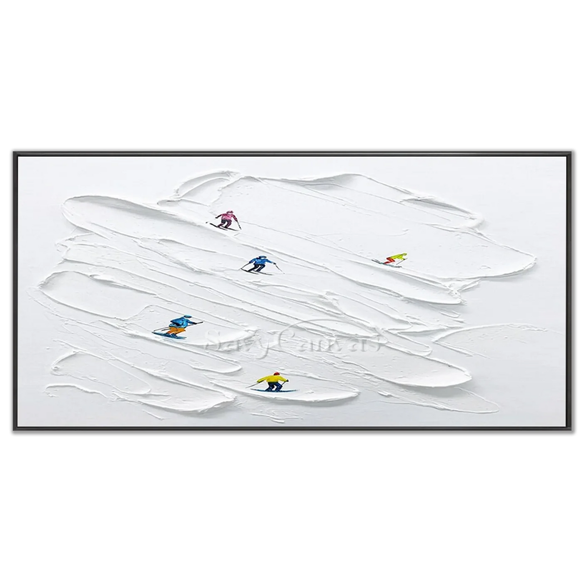 Skiing_Sport_Art_Textured_Painting_Canvas-black-frame-03.webp