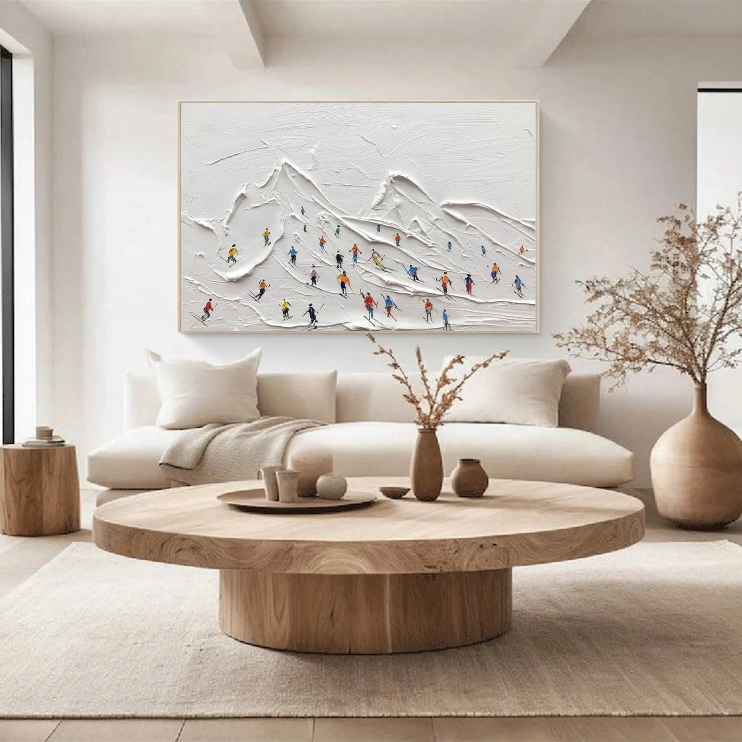 Color on Snow – Skiing Abstract Landscape Sport Art Painting Canvas #JJ 394