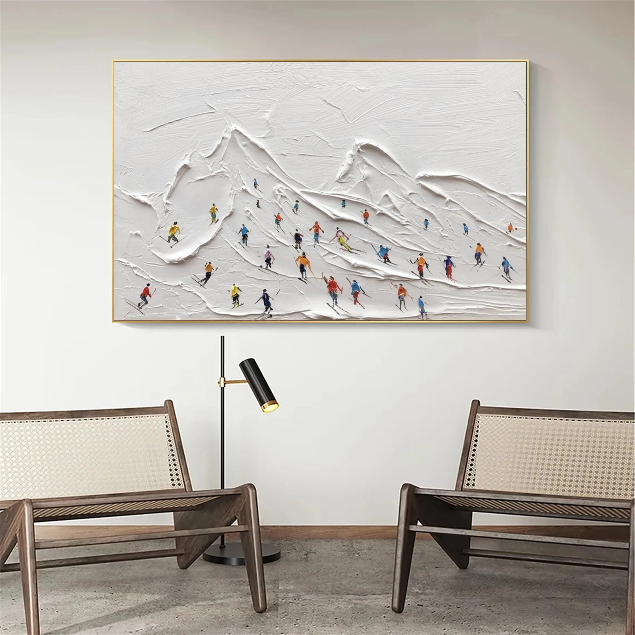 Color on Snow – Skiing Abstract Landscape Sport Art Painting Canvas #JJ 394