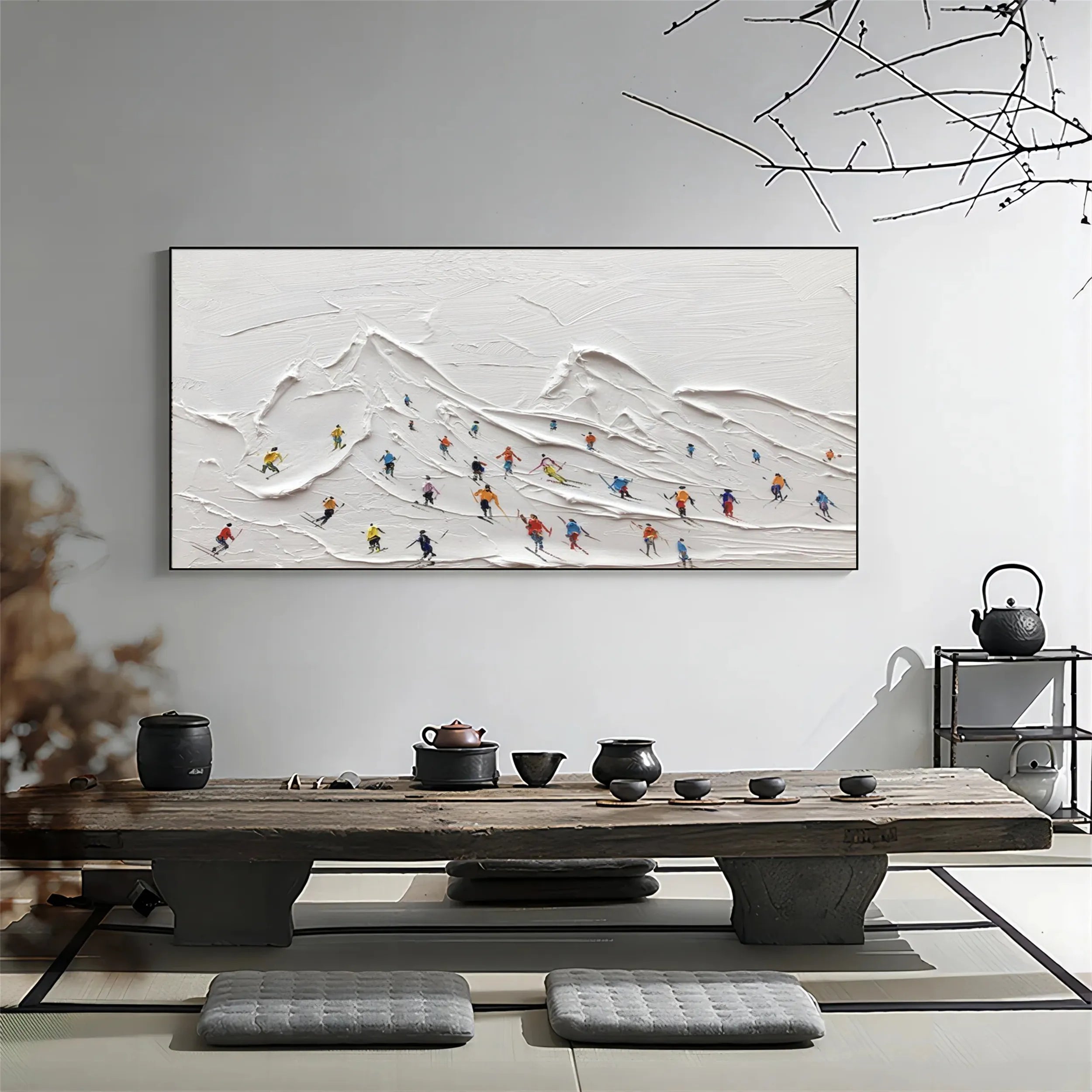 Color on Snow – Skiing Abstract Landscape Sport Art Painting Canvas #JJ 394